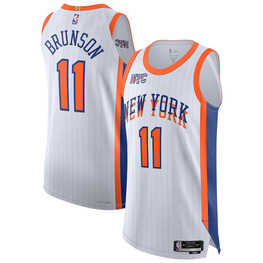 Men New York Knicks #11 Jalen Brunson Nike White City Edition 2024-25 Authentic Player NBA Jersey